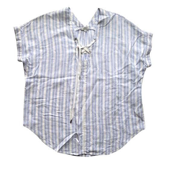 Rails stripped Rayon linen Blouse Medium - Picture 1 of 5
